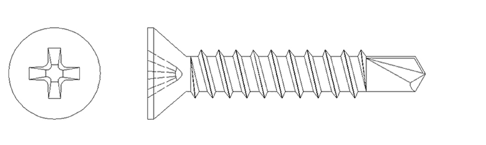 SDS5-PHILLIPS FLAT HEAD SELF DRILL-ZINC PLATED